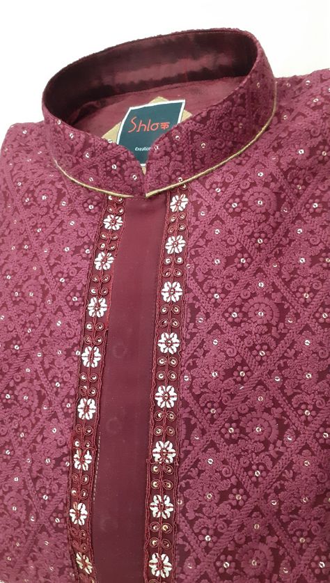 Kurta Design For Men, Sherwani Design, Panjabi Design, Pakistani Kurta Designs, Short Kurta For Men, Neck Art, Best Indian Wedding Dresses, Wedding Fits, Boys Kurta Design