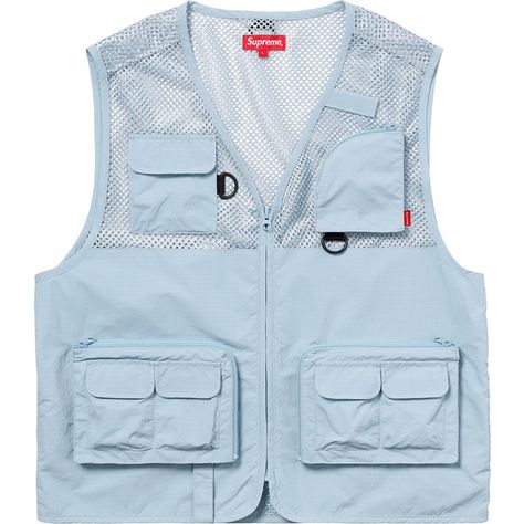 Supreme Mesh Cargo Vest ❤ liked on Polyvore featuring outerwear, vests, mesh vest, blue vest, vest waistcoat, blue waistcoat and cargo vest