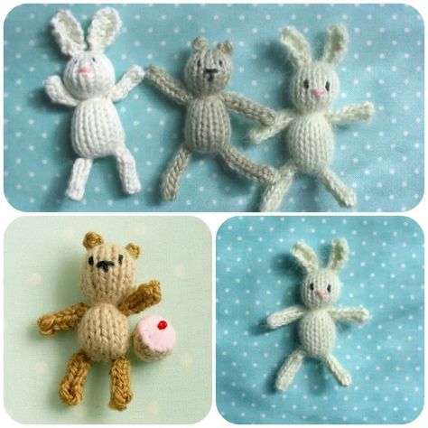 How to... Knit a mini Bunny & Teddy Bear's Picnic - Red Ted Art - Kids Crafts Knitting Animals For Beginners, Free Arugami Crochet Patterns, Knitting Bunny, Owl Knitting, Owl Knitting Pattern, Bunny Teddy, Knitted Bunnies, Bunny Knitting Pattern, Knitted Bunny