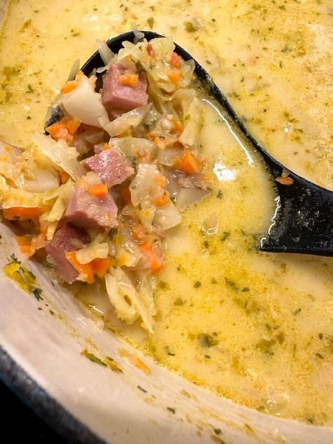 Cream Of Cabbage Soup Recipe, Creamy Cabbage Soup, Cabbage Hamburger Soup, Cabbage Soup Crockpot, Cabbage Potato Soup, Ham And Cabbage Soup, Napa Cabbage Recipes, Creamy Cabbage, Creamed Cabbage