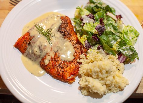 Alaskan Wild Sockeye Salmon with Mustard Dill Beurre Blanc Salmon With Buerre Blanc, Salmon With Mustard, Buerre Blanc, Wild Salmon Recipe, Salmon Fillet Recipes, Dill Salmon, Mustard Salmon, Wild Caught Salmon, Sockeye Salmon