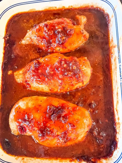 Chicken French Dressing, French Dressing Cranberry Chicken, Recipes Using French Dressing, Raspberry Chicken Recipes, Cranberry Sauce Chicken, Chicken With French Dressing, Cranberry Chicken Recipe, Cranberry Chicken Baked, French Dressing Chicken