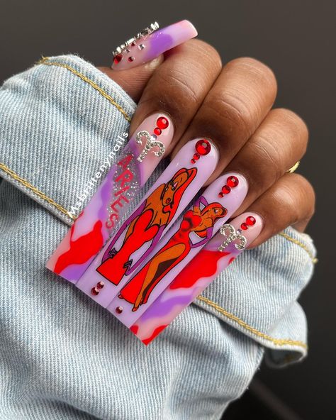 Jessica Rabbit Aries nails ♥️💜 My YouTube and Facebook is: Msbrittenynails #polygel #polygelnails #polygelnail #polygellove #polygelnailextensions #polygeltutorial #scupltednails #sculptednails #sculptedgelnails #ariesnails #jessicarabbit #jessicarabbitnails #rednails #purplenails #nailforms #nailsnailsnails #howtonails #naillove #nailideas #naillovers #nailinspo #nailideas Jessica Rabbit Nails, Aries Nails, Rabbit Nails, Sculpted Gel Nails, Fye Nails, Sculpted Nails, Polygel Nails, Jessica Rabbit, Nail Forms