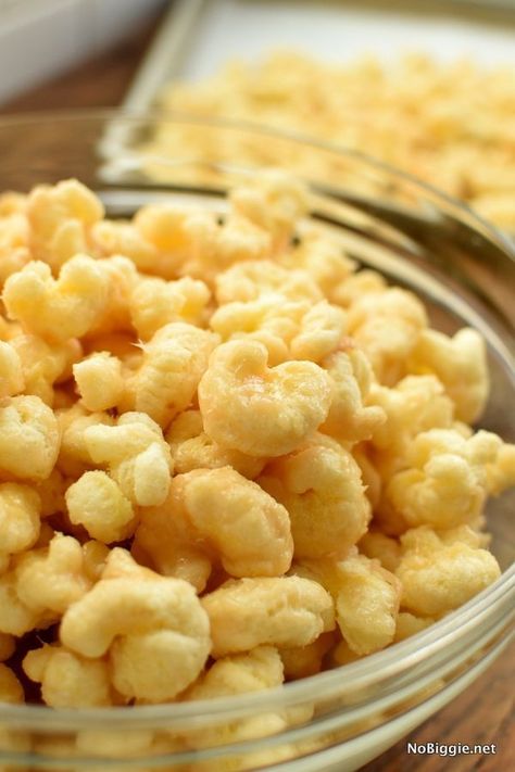 Salty Sweet Corn Puffs | NoBiggie Puffed Corn Recipes, Caramel Puff Corn, Puff Corn, Popcorn Recipes Easy, Diy Popcorn, Corn Puffs, Crockpot Soup, Corn Snacks, Corn Pops