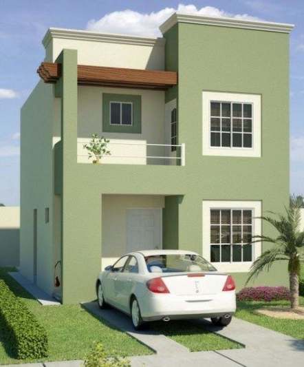 Modern House Colors, Green Exterior House Colors, Outside House Colors, Two Story House Design, Exterior House Paint Color Combinations, Two Story House, Building House Plans Designs, Modern House Facades, Architect Design House