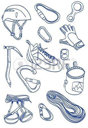 Illustration of a mountain climbing accessories and equipment. | Climbing art, Mountain climbing, Rock climbing Doodle Mountains, Mountain Climbing Gear, Rock Climbing Equipment, Illustration Mountain, Climbing Outfit Woman, Climbing Art, Climbing Outfits, Climbing Equipment, Cute Hiking Outfit