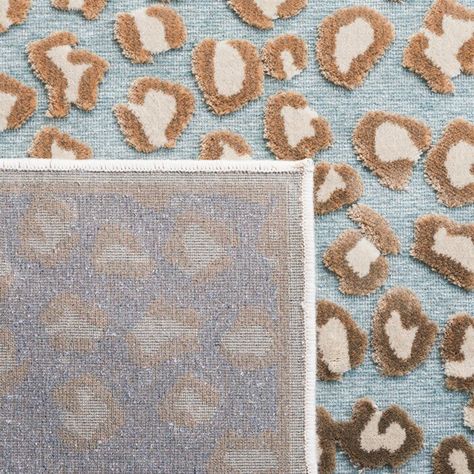 Mercer41 Banerjee Animal Print Area Rug in Stone/Aqua | Wayfair Hollywood Regency Area Rugs, Animal Print Rugs, Blue And Grey Rug, Wayfair Rugs, Metallic Rug, Antelope Rug, Beachy Cottage, Stone Rug, Aqua Rug