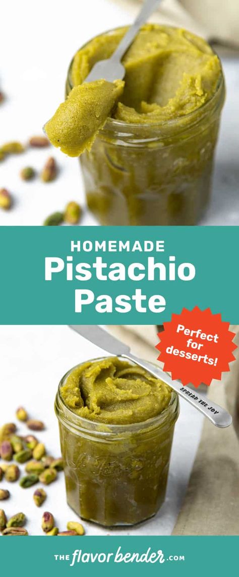 Diy Pistachio Butter, Pistachio Flavor Combinations, Homemade Pistachio Syrup, Homemade Pistachio Paste, Homemade Pistachio Cream, Pistachio Paste Recipe Desserts, Homemade Pistachio Butter, How To Make Pistachio Paste, Pistachio Pasta Sauce