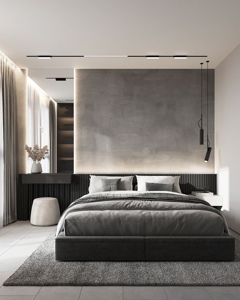 Bedroom Interior Design Luxury Master Suite, Grey Luxury Bedroom, Blush Bedroom Decor, Sleeping Room Design, Modern Grey Bedroom, Light Gray Bedroom, Bedroom Behance, Grey Bedroom Design, Grey Bedroom Furniture