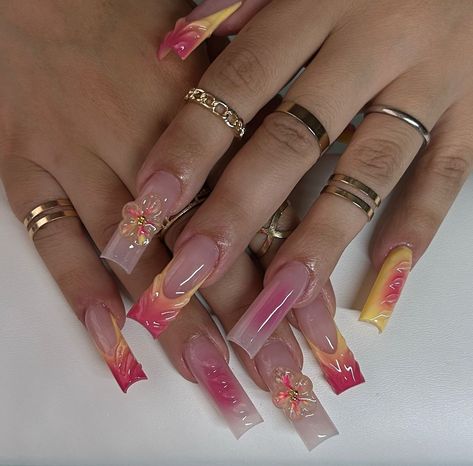 Nailinspo Nailart, Hard Nails, Pumpkin Picking, Unique Acrylic Nails, Pink Acrylic Nails, Square Acrylic Nails, Sleeves Clothing, Self Design, Fire Nails