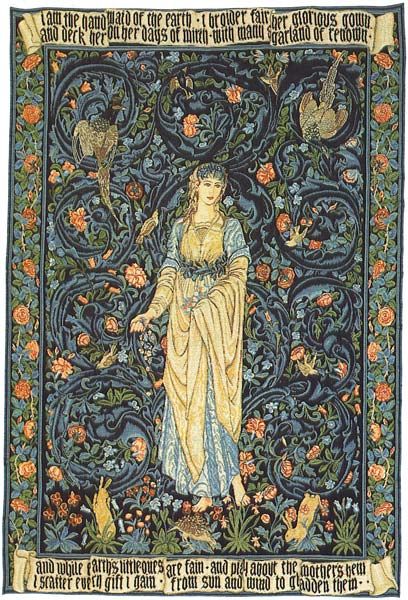 In 1861 Morris founded Morris, Marshall, Faulkner and Company along with friends Peter Paul Marshall and Charles Faulkner and subsequently begun the Arts and Craft Movement. Together with Edward Burne-Jones and fellow artists Ford Maddox Brown and Dante Gabriel Rosetti, the group produced some of the most creative tapestries and wall hangings Britain had seen. Pre Raphaelite Art, Edward Burne Jones, John Everett Millais, Medieval Tapestry, William Morris Art, William Morris Designs, Pre Raphaelite, Tapestry Art, Art Japonais