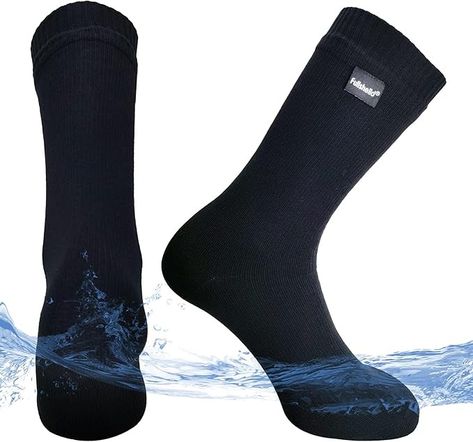 Amazon.com: Fullsheild Men’s Waterproof Hiking Socks, Unisex Breathable Outdoor Athletic Hiking Wading Trail Running Skiing Crew Socks Black M : Clothing, Shoes & Jewelry Skiing Socks, Waterproof Socks, Moisture Wicking Socks, Comfy Socks, Velvet Boots, Hiking Socks, Socks For Men, Athletic Socks, Three Layer