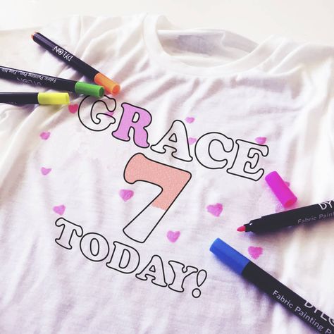 Personalised Children's Make Your Own Birthday T Shirt Fabric Pens, Bright Fabric, Bright Fabrics, Fabric Pen, Unique Birthday, 8th Birthday, Fabric Paint, Personalised Kids, Birthday Shirt