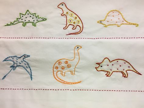 Dinosaur Pillow, Colorful Dinosaur, Pillow Cases Diy, Hand Embroidered Pillows, Unique Gifts For Kids, Embroidery Patterns Vintage, Embroidered Pillowcases, Flower Pillow, 자수 디자인