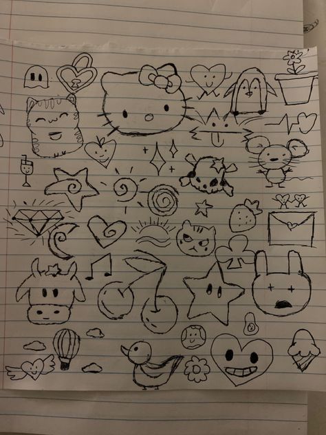 Things To Draw On Converse Easy, Things To Draw For Friends, Easy Doodles Drawings Cute, Stuff To Draw On Yourself, Doodles To Do When Bored, Notebook Art Drawings, Doodle Page Ideas, Cool Simple Drawings, Little Sketches Doodles