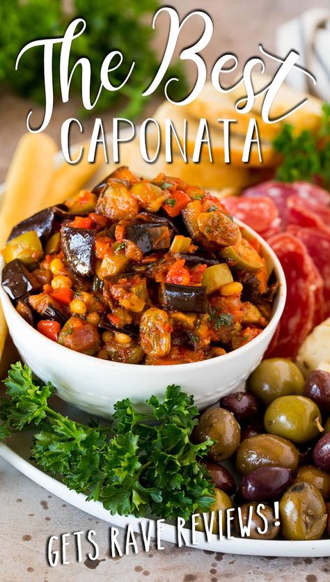 Italian Eggplant Recipes, Eggplant Caponata Recipe, Olive Recipes Appetizers, Caponata Recipe, Eggplant Appetizer, Eggplant Caponata, Eggplant Recipes Easy, Olive Recipes, Eggplant Dishes