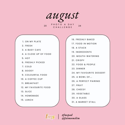 August Photo Challenge, Amazing Race Challenges, 2024 Photo, Photo A Day Challenge, Photo A Day Ideas, Budget Gift, Beginner Blogger, Minute To Win It, Amazing Race