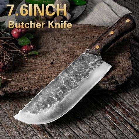 Butcher Meat, Meat Knife, Forging Knives, Kitchen Knives Handmade, Kitchen Traditional, Chopping Knife, Best Kitchen Knives, Engraved Knife, Cleaver Knife