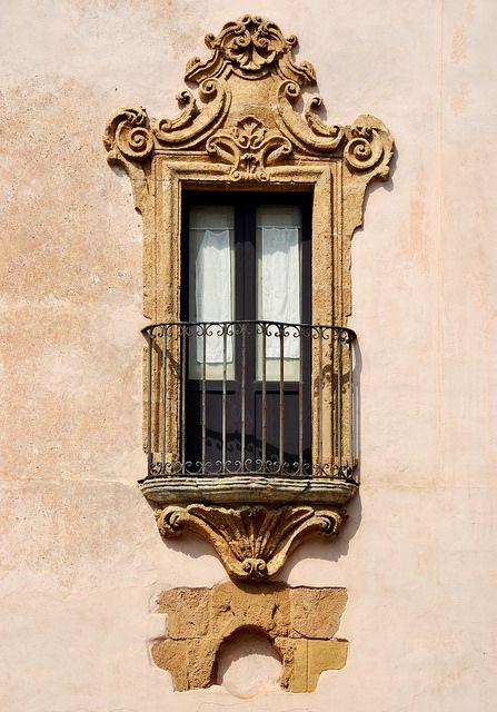 Baroque Balcony | Erice - Sicily                                                                                                                                                                                 More Beautiful Windows, Baroque Architecture, Sicily Italy, Window View, Antique Wall Clock, Beautiful Doors, Architecture Sketch, Beautiful Architecture, Beautiful Buildings