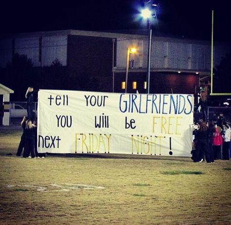 So cute for a playoff game! #football #playoff #runoutsign Rivalry Football Game Posters Funny, Playoff Run Through Signs, Football Runout Signs, Runthrough Signs Football, Football Run Through Signs, Football Run Through Signs Ideas, Run Through Signs, Run Through, Broadway Show Signs