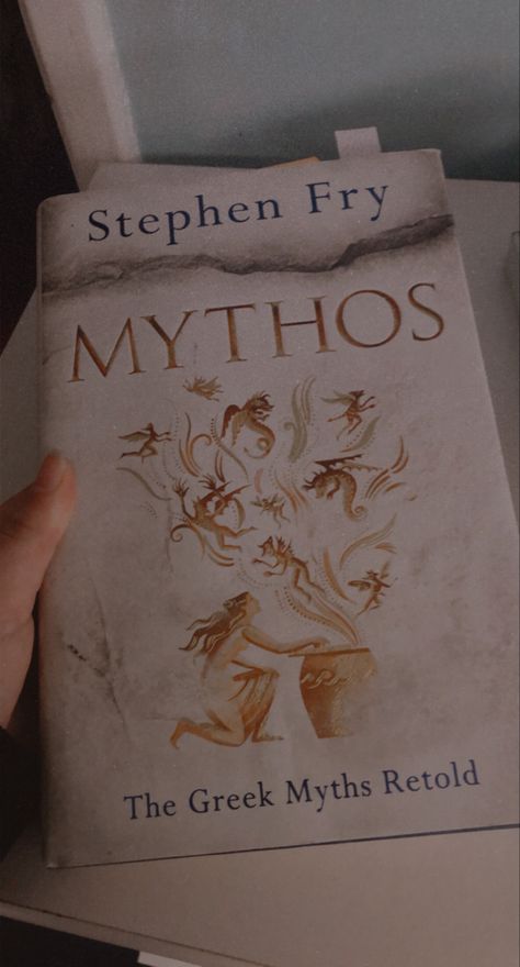 Cream white book, titled Greek Mythology by Stephen Fry. A great and easy understanding of the Greek Mythologies. Learning Greek Aesthetic, Greek Mythology Books Aesthetic, Greek Mythology Aesthetic, Professor Aesthetic, Greek Mythology Books, Mythology Aesthetic, Nerd Aesthetic, Stephen Fry, Learn Greek