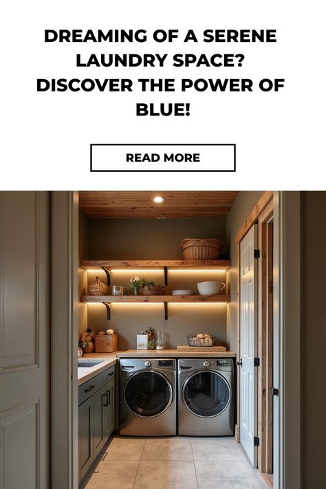 Serene laundry room with soft blue walls and white cabinets Laundry Room With Colored Cabinets, Laundry Room Blue Cabinets, Laundry Room Blue, Colored Cabinets, Laundry Room Colors, Laundry Space, Laundry Room Remodel, Functional Space, Doing Laundry