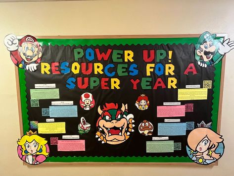 General Bulletin Board Ideas, Ra Board Themes, Student Advocate, Mario Classroom, Friends Bulletin Board, Dorm Bulletin Boards, Garden Theme Classroom, Res Life Bulletin Boards, School Counseling Bulletin Boards