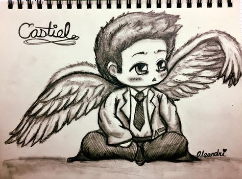 Chibi Castiel Sketch by Aleandri on 3 JUN 17. Supernatural. Castiel Sketch, Supernatural Drawings Sketches, Supernatural Sketches, Drawings Ideas Easy, Supernatural Pentagram, Supernatural Signs, Dancing Sketch, Supernatural Symbols, Demon Symbols