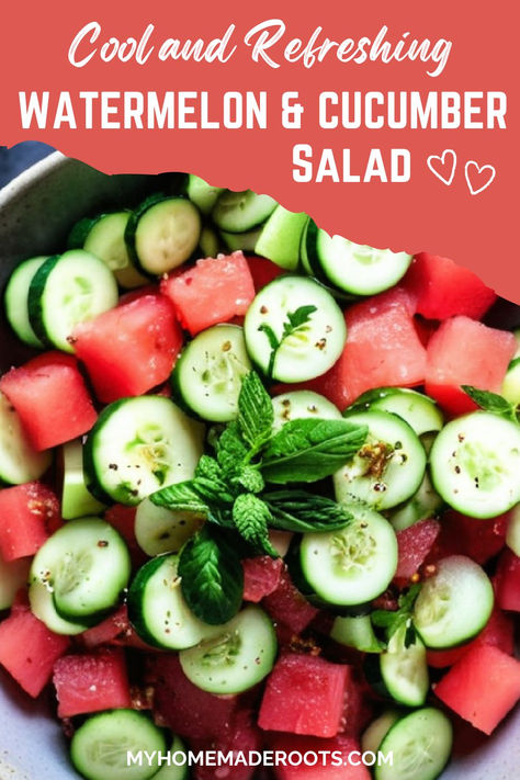 Whether you're looking for an easy summer salad recipe, pool party food, or 4th of July recipes, this cool and refreshing Watermelon Cucumber Salad is just what you need. With juicy sweet watermelon and criunchy cucumber in a tart, minty vinaigrette, it's the perfect summertime fare. Health 4th Of July Food, Sides For Pool Party, Watermelon And Cucumber Salad, Spicy Watermelon Salad, 4th Of July Healthy Food, Pool Party Lunch Ideas, Summer Birthday Food Ideas, Summer Lunch Ideas For Guests, Healthy 4th Of July Food