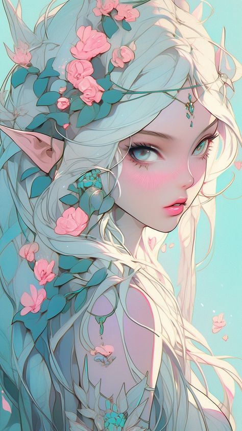 Beautiful Fae Goddess with and Adornment of Roses Plant Goddess Art, Flower Goddess Art, Fae Goddess, Fae Queen, Flower Crown Drawing, Goddess Of Flowers, Spring Goddess, November Flower, Flower Goddess