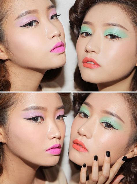 Pastel Makeup Pinspiration: The 20 Dreamiest Ways to Wear It via Brit + Co. Pastel Eyeshadow Looks, Nails Pastel Colors, Lilac Eyeshadow, Models Posing, Pastel Eyeshadow, Rainbow Eyeshadow, Nails Pastel, Pastel Makeup, Eyeshadow Collection