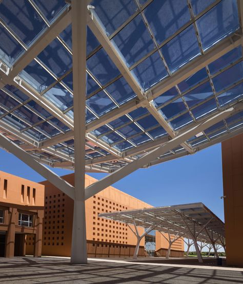 Mohammed VI Polytechnic University Campus in Benguerir, 50 miles north of Marrakech. Architect: Ricardo Bofill Goals Board, University Design, Polytechnic University, Ricardo Bofill, Photo Insta, Commercial Architecture, University Campus, Design Architecture, Marrakech