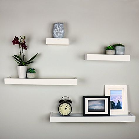 Ballucci Modern Ledge Wall Shelves Set of 4 White * Learn more by visiting the image link. Note: It's an affiliate link to Amazon Ledge Wall, Decoration Hall, Shelf Decor Bedroom, Wall Shelves Bedroom, Floating Shelves Living Room, Floating Shelf Decor, Shelf Decor Living Room, White Floating Shelves, Modern Wall Shelf