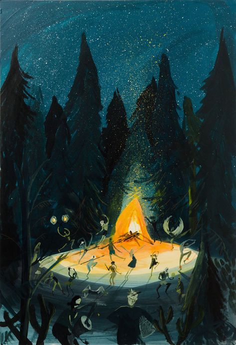 Bonfire Illustration, Kirsten Sims, Fantasy Animation, Nice Drawings, Gfx Design, Night Illustration, Miss Moss, Digital Museum, Arte Inspo