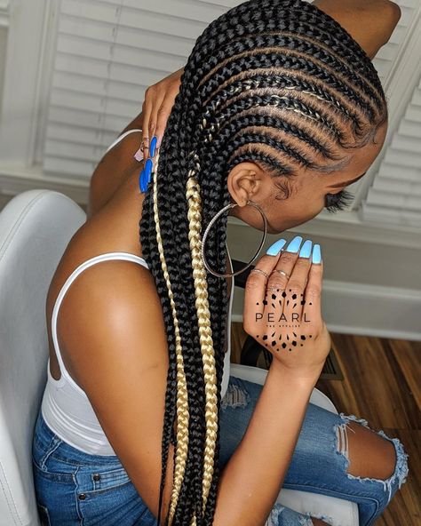 Straight Back Braids, Cornrows Braids For Black Women, Feed In Braids Hairstyles, Feed In Braids, Girl Braided Hairstyles, Faux Locs Hairstyles, Hairstyles Pictures, Box Braids Hairstyles For Black Women, Braided Cornrow Hairstyles