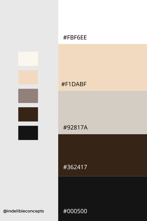 Brown, Almond and White Color Palette Design #brandidentity #art #colors #designinspiration #brown #almond #white #colorpalette Money Color Palette, Old Money Color Palette, White Color Palette, Palette Design, Color Palette Design, Brand Identity Pack, Old Money, White Color, Color Palette