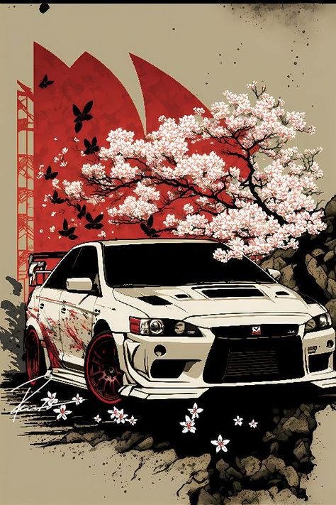 JDM Zen Art - Mitsubishi Lancer EVO Mitsubishi Lancer Evo, Hot Wheels Garage, Lancer Evo, Cool Car Drawings, Evo X, Mitsubishi Evo, Car Artwork, Cool Car Pictures, Street Racing Cars