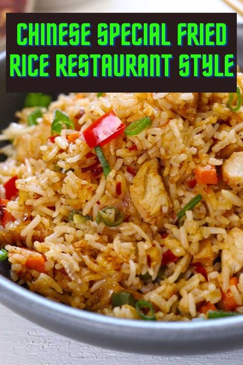 Are you surfing the internet to find simple rice recipes and you want to learn how to make fried rice? This Chinese special fried rice restaurant style recipe is packed with colorful vegetables. #friedrice #chinesefriedrice #resturantstylerice #dinnerrecipes #dinnerideas #healthyrecipes House Fried Rice Recipe, Fried Rice Recipe Chicken, Special Fried Rice Recipe, Best Fried Rice Recipe, Pork Fried Rice Recipe, Vegetable Fried Rice Recipe, Homemade Fried Rice, Special Fried Rice, Shrimp Fried Rice Recipe