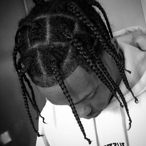 Travis Scott Braids For Men, Travis Scott Hairstyle, Travis Scott Hair, Travis Scott Braids, Asap Rocky Braids, Short Braided Hairstyle, Twist Ideas, Box Braids Men, Braid Styles For Men