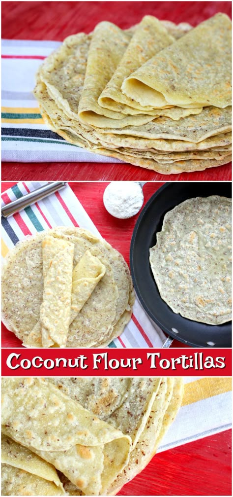 Coconut Tortilla Recipe, Coconut Flour Tortilla Recipe, Coconut Flour Wraps, Whole30 Tortillas, Coconut Wrap Recipe, Coconut Tortillas, Gf Tortillas, Almond Flour Tortillas, Coconut Flour Crepes