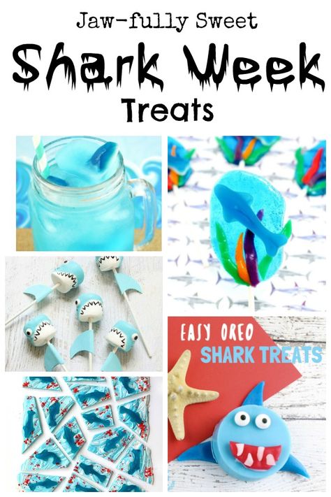 Jaw-fully Sweet Treats to Bite Into during Shark Week! - Southern Made Simple Chocolate Bark Candy, Shark Fin Cupcakes, Shark Snacks, Watermelon Shark, Shark Cupcakes, Candy Sushi, Shark Cookies, Kids Craft Room, Candy Bark