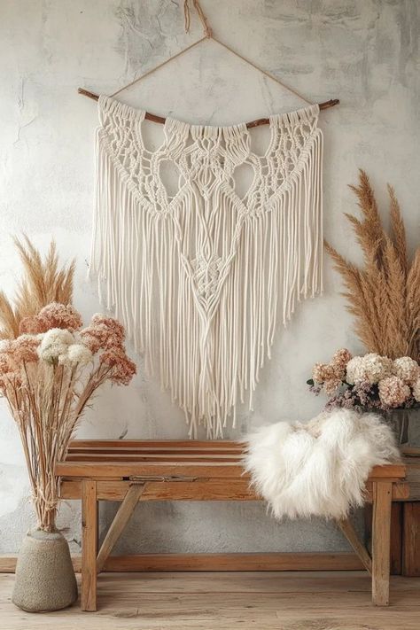 "Create stunning wall art with a DIY Macrame Hanging! 🛠️✨ Perfect for adding a handmade, bohemian touch to any room. 🌟✨ #DIYMacrame #BohoChic #WallDecor" Diy Macrame Wall Hanging, Diy Macrame, Macrame Hanging, Macrame Diy, Macrame Wall, Macrame Wall Hanging, Dream Catcher, Boho Chic, Macrame