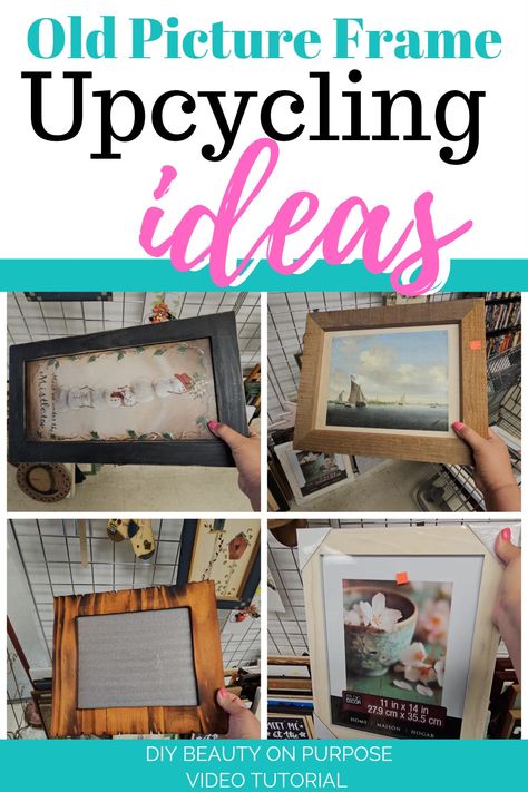 Upcycled Picture Frame Ideas. How to upcycle old frames Things To Do With A Picture Frame, Repurpose Frames, Upcycle Picture Frames, Photo Frame Upcycle, Repurpose Picture Frames Diy, Repurpose Picture Frames, Upcycle Frames, Fall Picture Frame, Picture Frame Projects