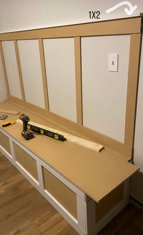 Dining Table With Built In Bench Seat, Dining Room Table With Built In Bench, Dining Room Built In, Bench Seating Kitchen, Banquette Seating In Kitchen, Mudroom Makeover, Diy Storage Bench, Storage Bench Seating, Mud Room Storage