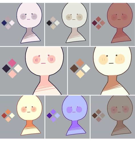 Color Plattes Ibis Paint, Character Color Palette Ideas, Soft Art Style Digital, Collab Art Base 2 Friends, Hair Lighting Reference, Face Shading Reference, Color Palettes Art, Shading Colors, Color Palette Art