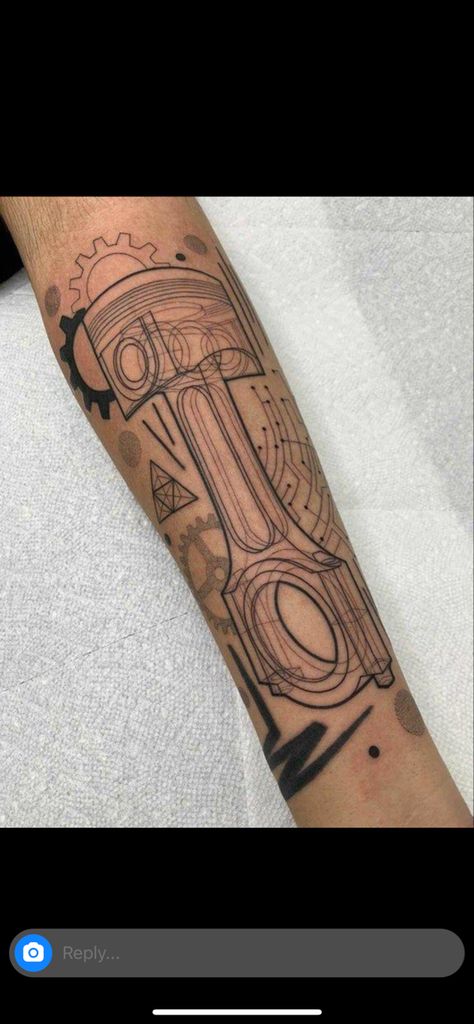 Diesel Mechanics Tattoo, Piston Tattoo, Engine Tattoo, Mechanic Tattoo, Prison Tattoos, Car Tattoos, R Tattoo, Hand Tattoos For Guys, Tattoo Design Drawings