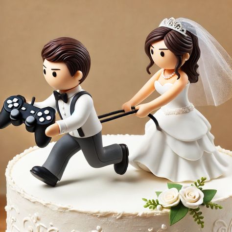 Images Of Funny Wedding Cake Toppers Wedding Cake Toppers Bride And Groom Funny, Gamer Wedding Cake Topper, Funny Cake Toppers Wedding, Wedding Cake Toppers Funny, Funny Grooms Cake, Gamer Wedding Cake, Gaming Wedding Cake, Wedding Cake Topper Ideas, Titanic Cake