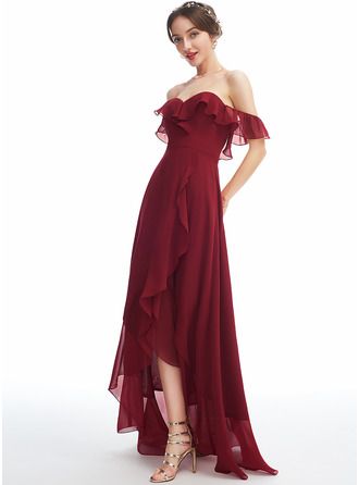 Asymmetrical Bridesmaid Dress, Princess Bridesmaid Dress, Chiffon Ruffle Dress, Knee Length Bridesmaid Dresses, Charlotte Dress, One Shoulder Bridesmaid Dresses, Halter Bridesmaid Dress, A Line Cocktail Dress, Chiffon Cocktail Dress