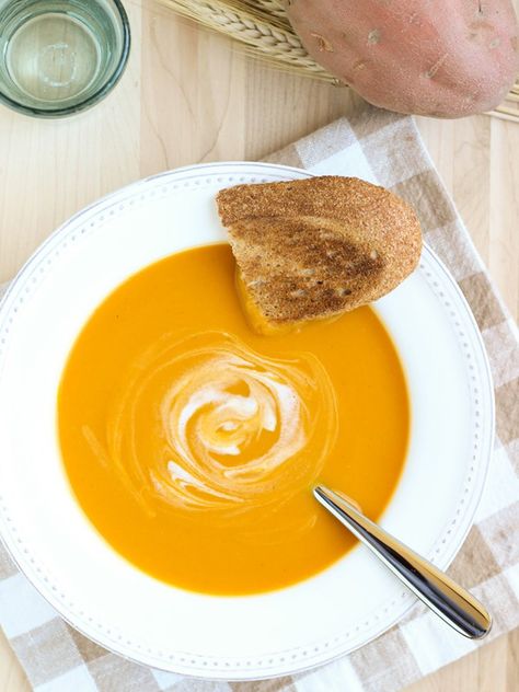 Squash And Sweet Potato Soup, Butternut Squash And Sweet Potato, Sweet Potato Soup Vegan, Butternut Squash Sweet, Sweet Potato Soup, Butternut Squash Soup, Vegan Soup, Bowl Of Soup, Squash Recipes