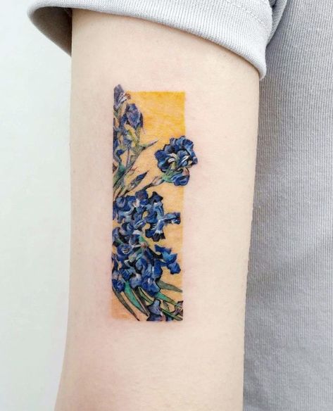 Tattoo Art Painting, Pantone Tattoo, Van Gogh Tattoo, Daffodil Tattoo, Iris Tattoo, Framed Tattoo, Lavender Tattoo, Lily Tattoo, Painting Tattoo